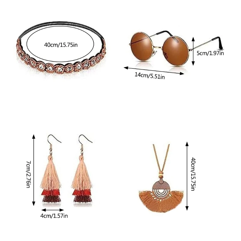 652f 4 pcs ACCESSOIRES COSTUMES HIPPIE