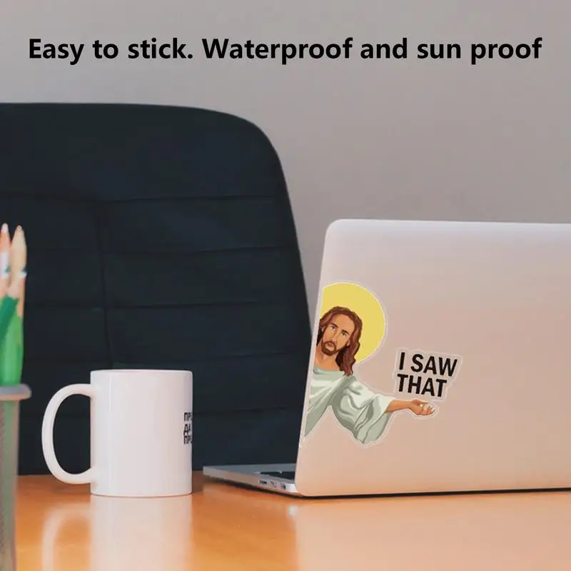 I Saw That Jesus Sticker Religious Stickers Creative Decorative UV Protection Easy To Apply Weather Resistant Jesus Stickers