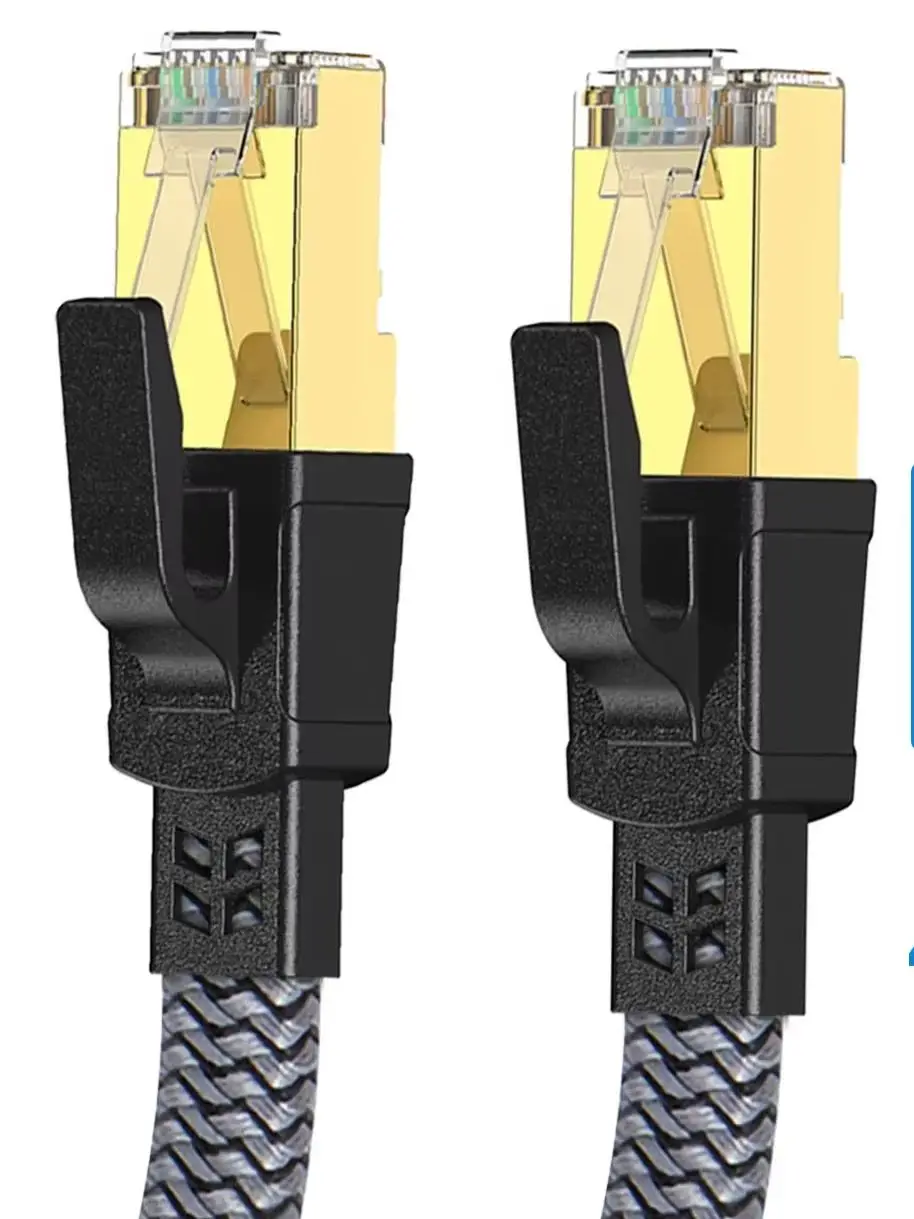 Kabel Ethernet CAT8 40Gbps, płaski, nylonowy, w oplocie, przewód sieciowy LAN RJ45 do PC, modemu, laptopa, PS5, routera - szybki transfer danych — zdjęcie produktu 7