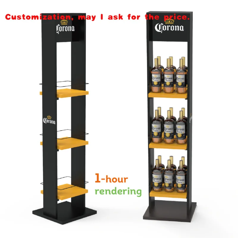custom.Apache Customized Wooden Wine Display Stand Premium Rack Shelf Supermarket & Retail Store