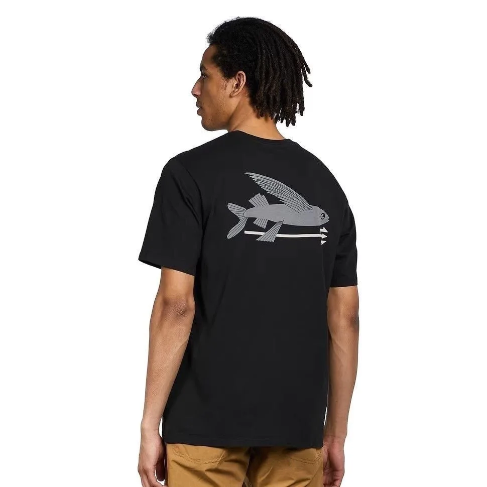 Flying Fish Summer Harpoon Explosion Printed Cotton Men's and Women's Short Sleeve Round Neck T-shirt Outdoor All Match