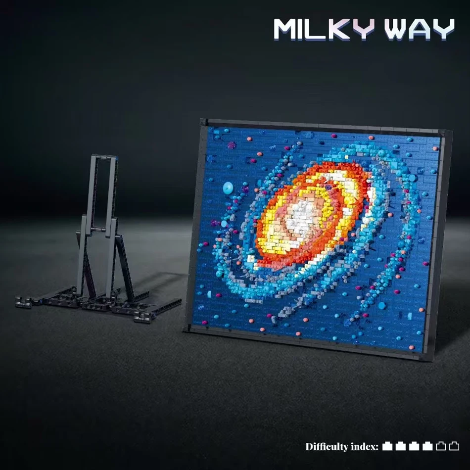 MOC 3D Pixel Art The Milky Way Galaxy Painting Micro Building Blocks Frame Starry Sky Wall Decor Mini Bricks Toys Kid Adult Gift
