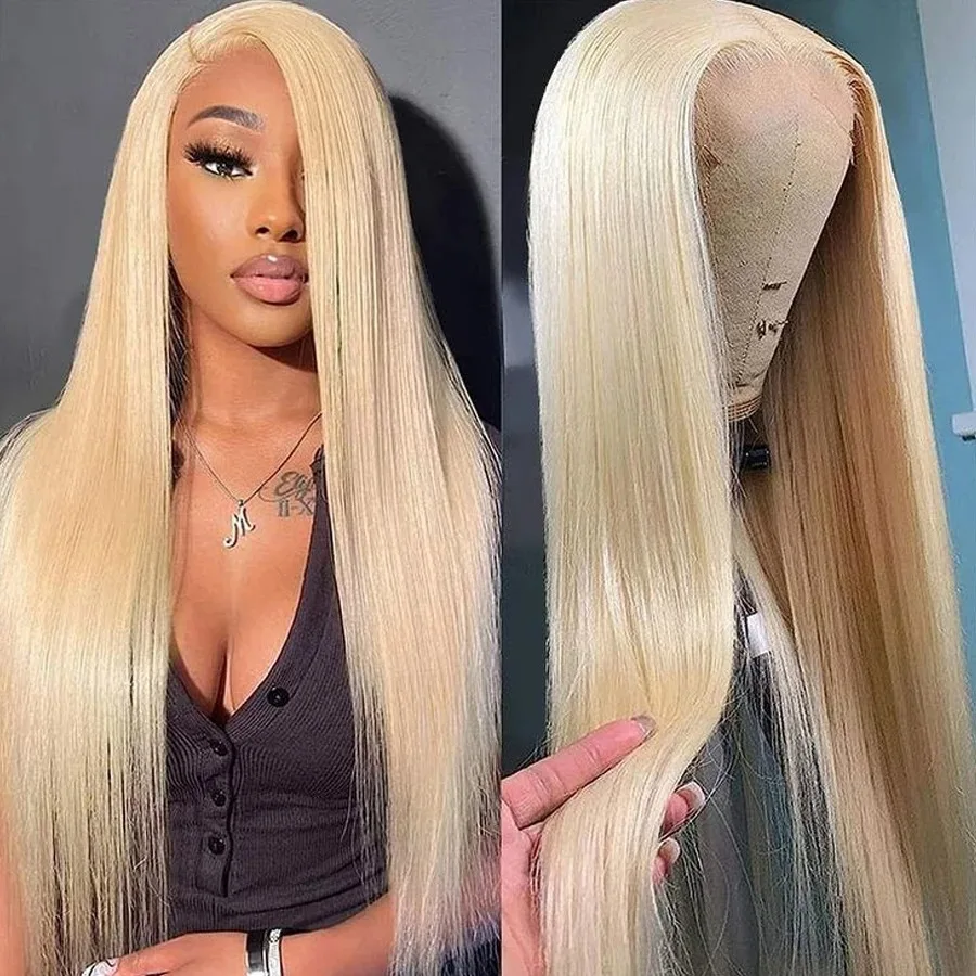 613 Blonde Lace Frontal Wig Human Hair Straight 250% Density 13x6 Transparent Lace Front Wigs 13x4 HD Lace frontal Wig For Women