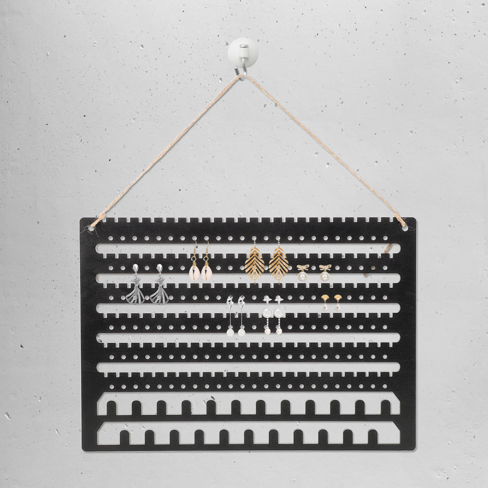 

Wooden Jewelry Organizer Wall Mounted Hanging Earring Holder Necklace Bracelet Display Rack Large Capacity for Bedroom Closet