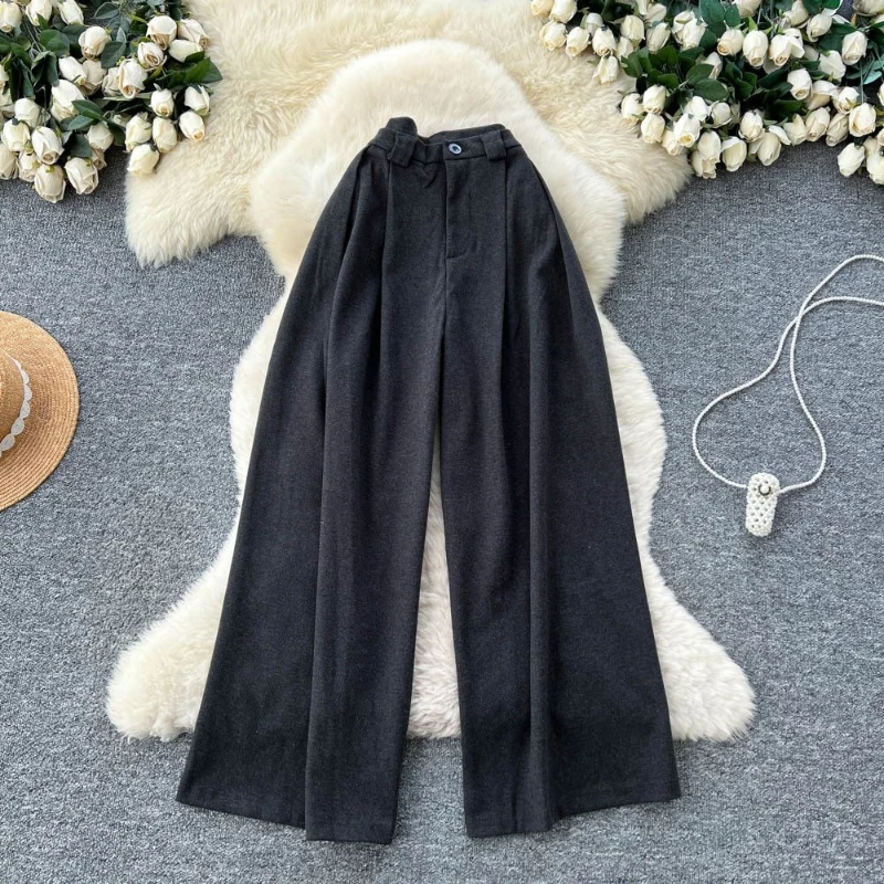 

Новые женские широкие брюки с высокой талией в стиле кэжуал, универсальные, свободного кроя, черные, для повседневной носки, весна 2026