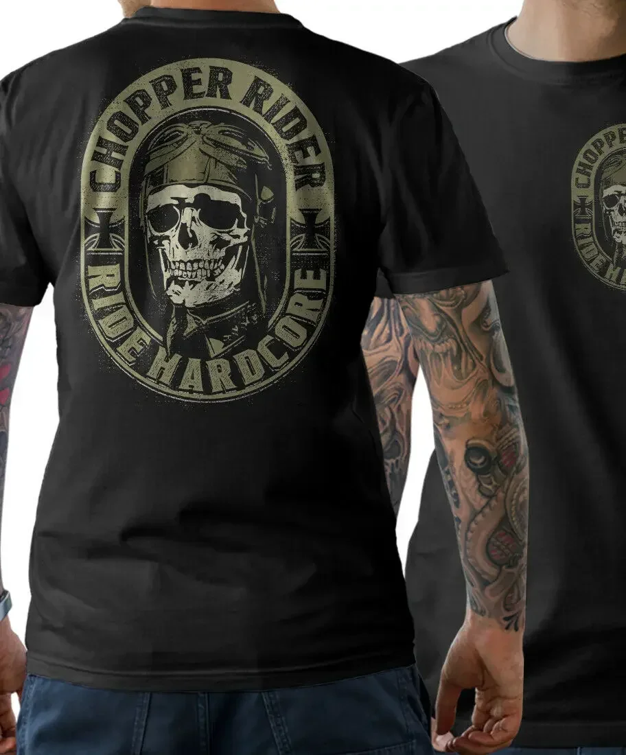 

Old Motorcycle Ride Hardcare Chopper Rider Motorcyclist T-Shirt 100% Cotton O-Neck Short Sleeve Casual Mens T-shirt Size S-3XL