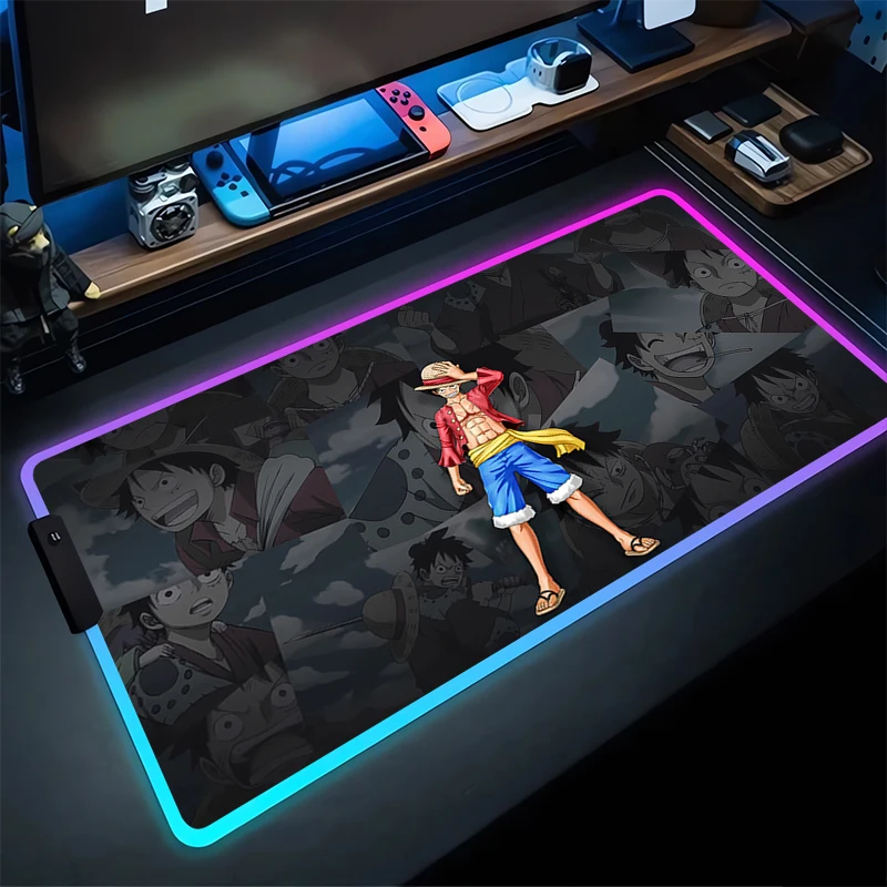 

RGB Large Gaming Mouse Pad M-Monkey D. Luffy Laptop Mat Gaming Mousepad Backlit Keyboard Gamer Table Pads O-ONE PIECE Home Decor