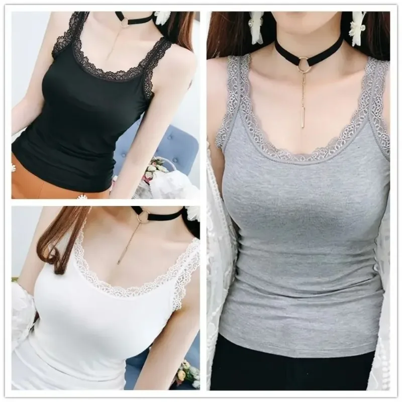 Frauen Ärmellose Tanks Top Bodycon Temperament Sexy Spitze Patchwork Streetwear Weste mit U-ausschnitt Einfarbig Design