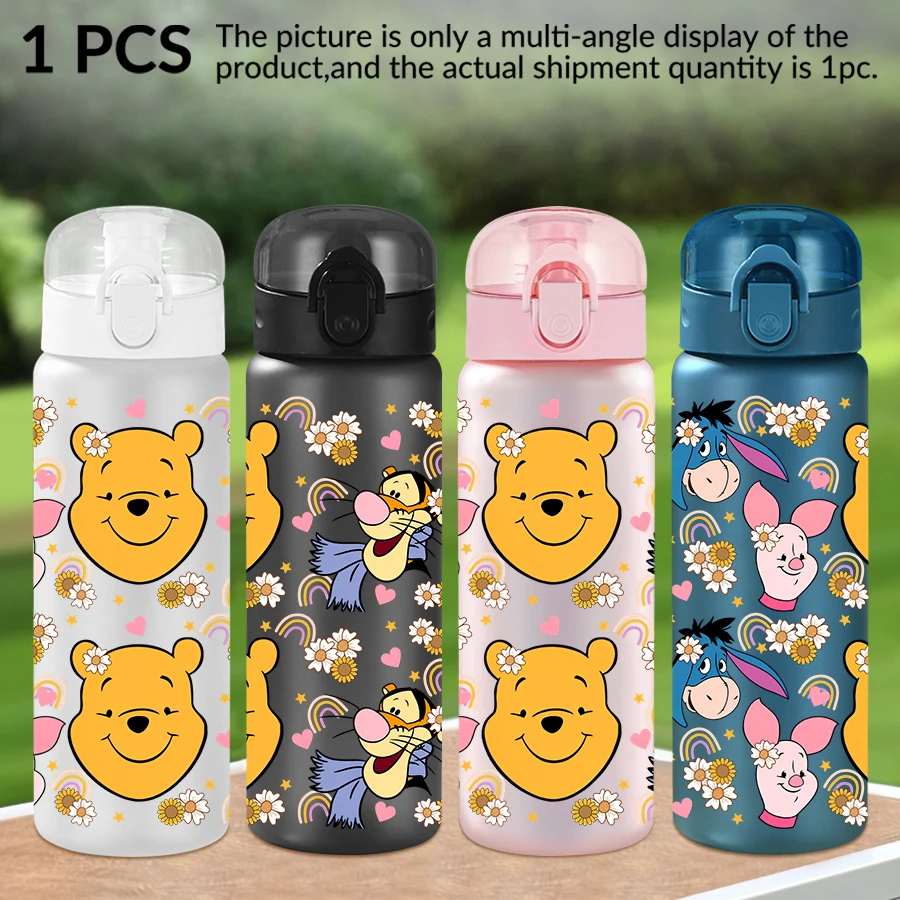 1 قطعة ديزني، ويني ذا بوه، تيجر، 26 أوقية زجاجة مياه بلاستيكية كوب ماء رياضي مع حبل رفع هدية عيد ميلاد/العودة إلى المدرسة