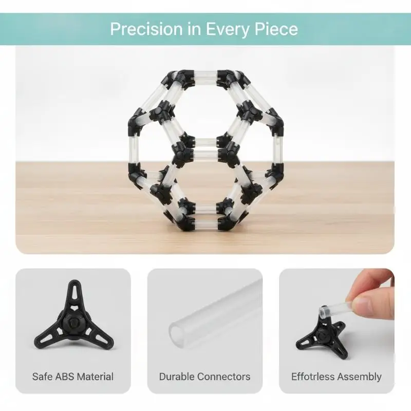 STEM DIY Tensegrity C60 Fullerene Science Kit 3D Assemble Stick Structure Toy Ideal Christmas Gift for Kids Teen Science Fans