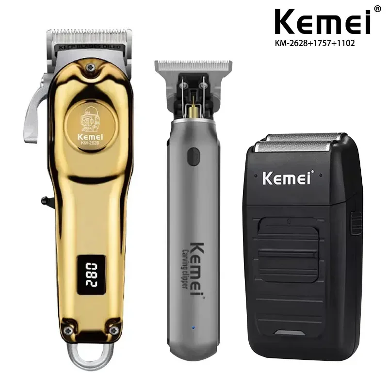 Kemei KM-2628 KM-1757 KM-1102 Rechargeable Electric Hair Clipper USB Charging Professional Barber Razor Trimmer Men's Shaver