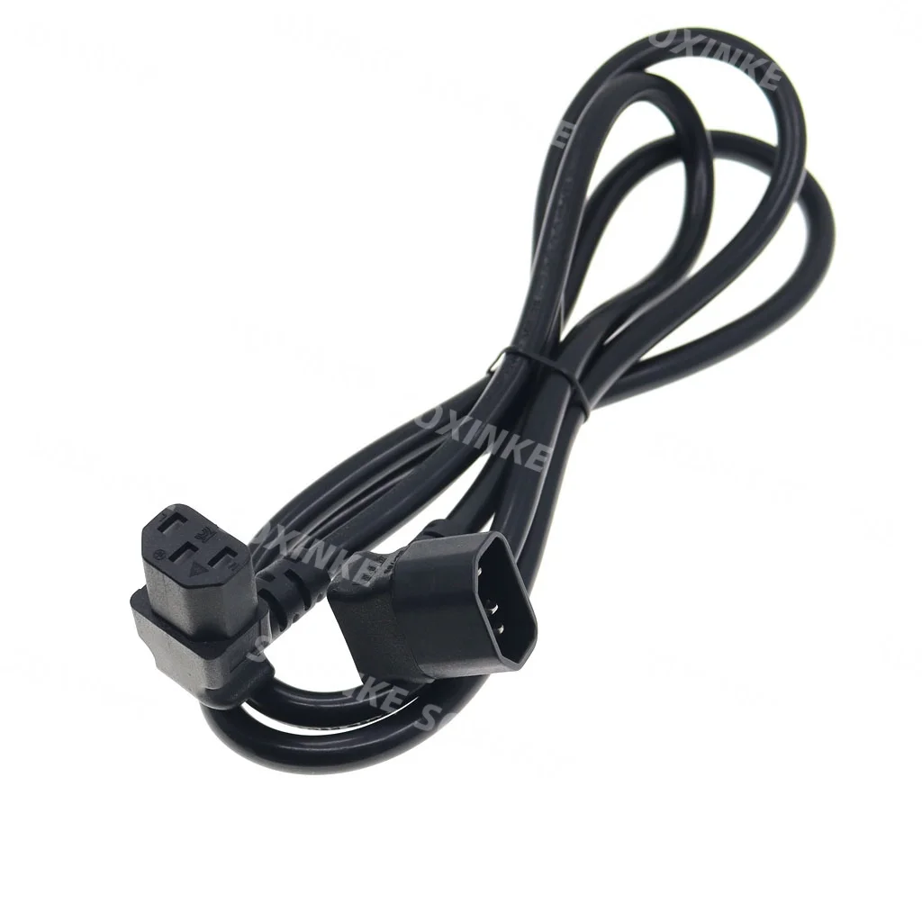 Dual Down C14 to C13 90 Degree Angle IEC 320 male to female AC Power Extension Cable 10A 250V