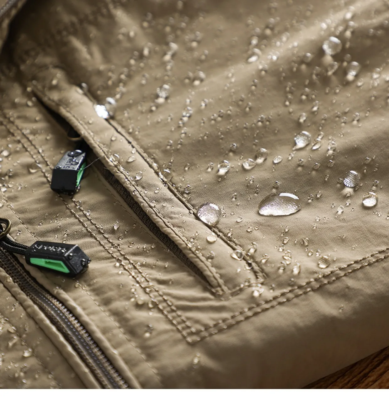 Neue wasserdichte Kapuzenjacken für Herren, lässig, winddicht, Herbst, leicht, mit mehreren Taschen, Wandern, Windjacke, abnehmbare Hutjacke – Detail 4
