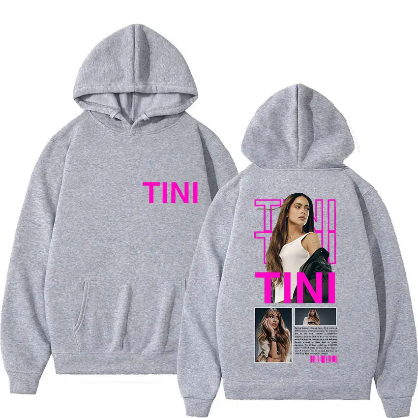 المغني TINI Fectura Tour 2025 Merch هوديي الرجال النساء خمر كنزة بمقاس كبير البلوز عادية عالية الجودة كم طويل هودي