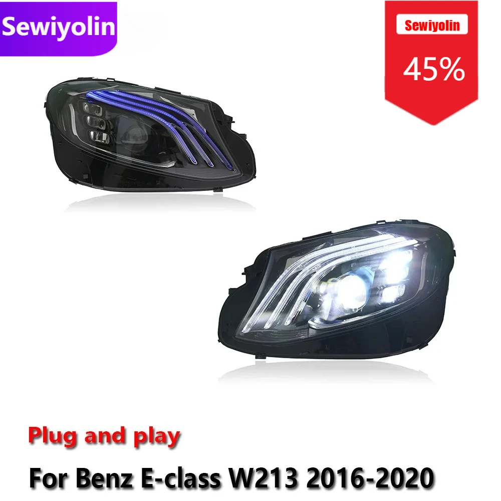 

Sewiyolin автомобильные светодиодные фары DRL в сборе для Benz E-class W213 2016-2020, противотуманные фары DRL, стоп-сигнал поворота, Plug And Play