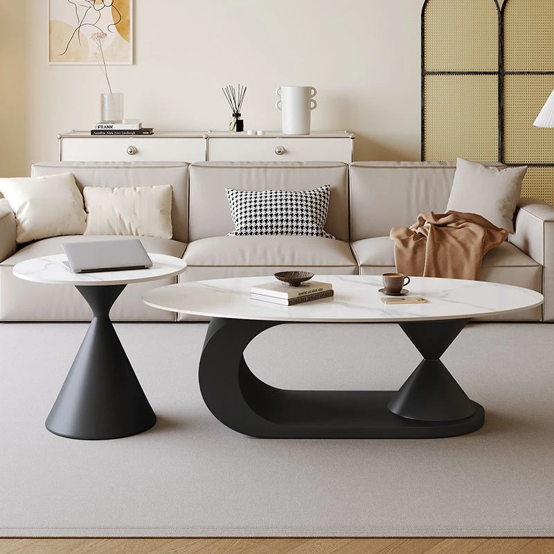 Living room small apartment side table combination Italian minimalist rock slab coffee table