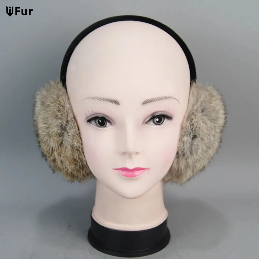 

2024 Hot Sale Fashion Genuine Real Rabbit Fur Earmuff Women Winter Warm Soft Rabbit Fur Earmuffs Russia Girls Real Fur Earmuffs