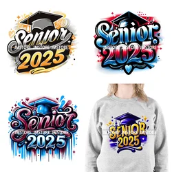 Senior Cap Class of 2025 High School Love Gifts College Grad Iron On DTF Heat Transfer Stickers Ready To Press For Clothing Bags