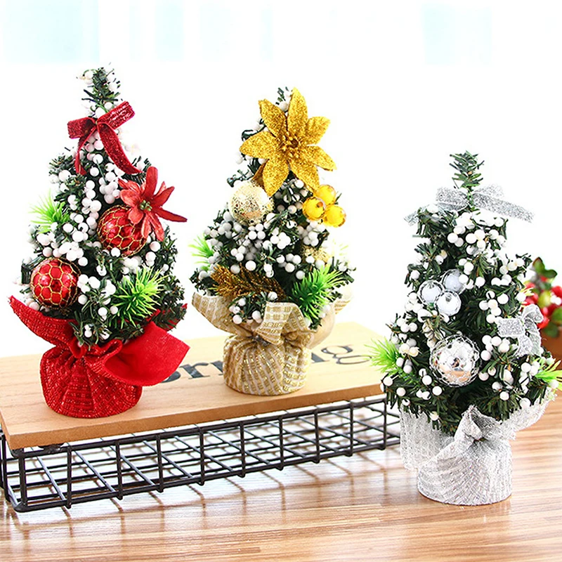 20CM Mini Merry Christmas Tree Office Desk Ornament Children Gift Festival Party Decoration For New Year