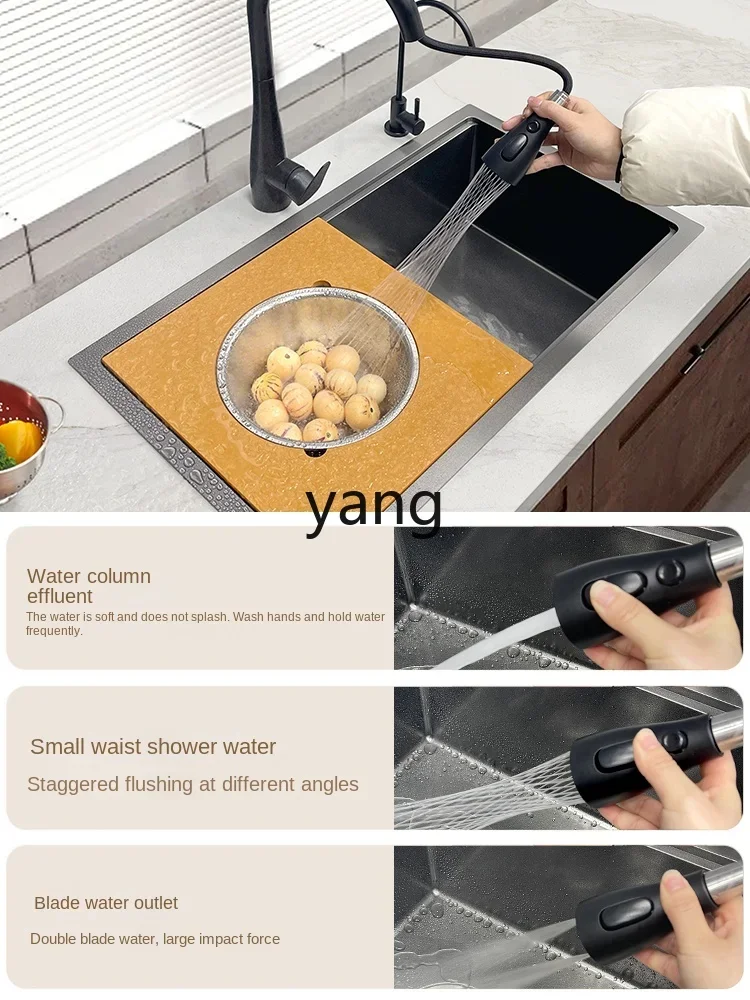 CX Kitchen Nano Meteorite Embossed Sink Large Single Sink Vegetable Basin Set