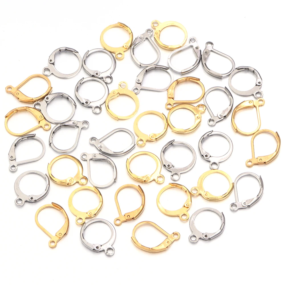 20 pz/lotto Gancio Per L'orecchio In Acciaio Inox Rotondo Ganci Per Orecchini Earwire Per Gioielli FAI DA TE Che Fanno Orecchini Risultati Forniture Accessori