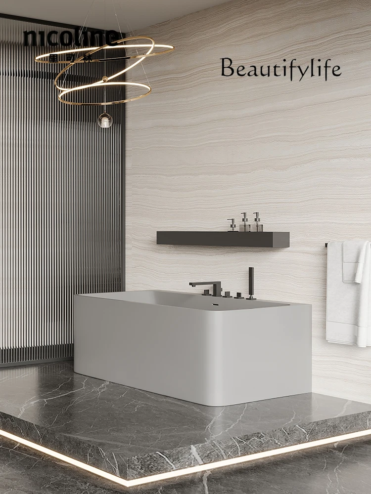 

bathroom vanity with sink Gray One-Piece Independent Double Qimei Stone Bathtub Hotel Household Artificial Stone Bathtub