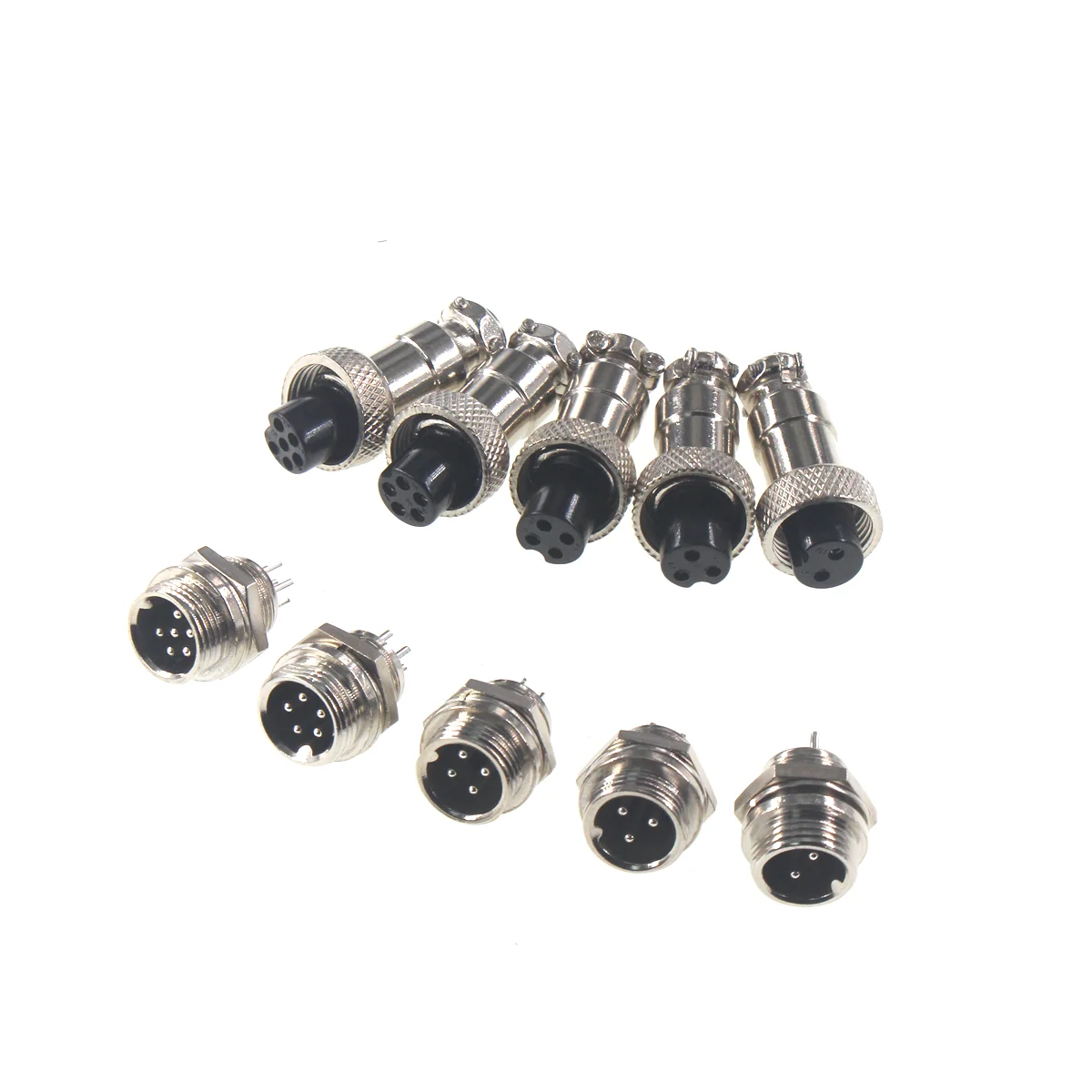 2sets GX12 Nut type Male & Female Electric Wire Panel Connector 2/3/4/5/6 Pin 12mm Circular Power Aviation Socket & Plug