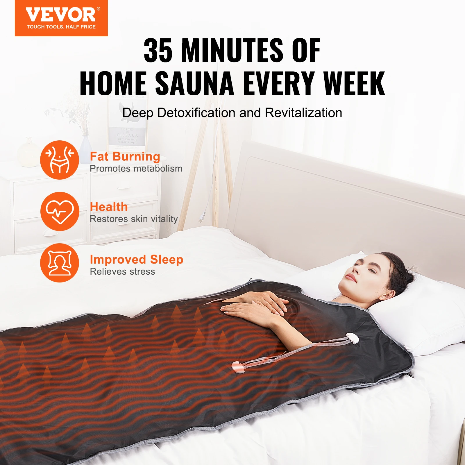 VEVOR Sauna Blanket for Detoxification Portable Far Infrared Sauna For Home Relaxation Adjustable Temprature Minutes Timer