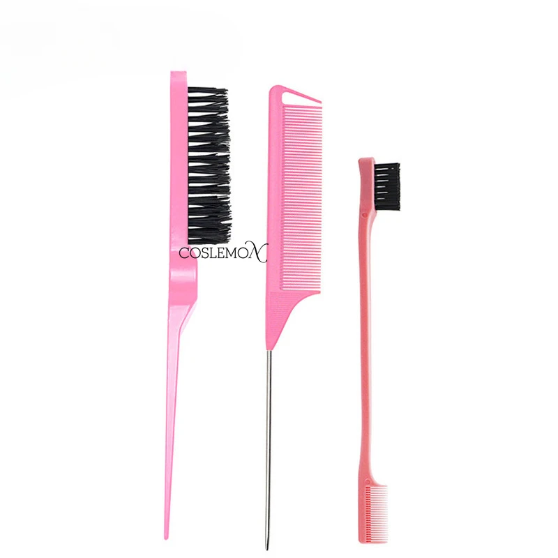 3pcs/lot Hair Styling Comb Set Double Sided Edge Control Teasing Brush Barber Shop Partition Combs Hair Braiding Styling Tools