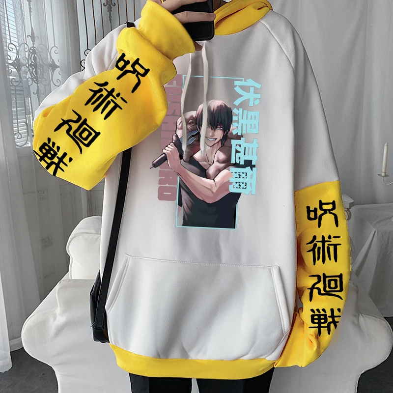 Jujutsu Kaisen Fushiguro Toji Japanese Anime Hoodies Men Autumn Winter Streetwear Casual Plus Size Unisex Patchwork Sweatshirts