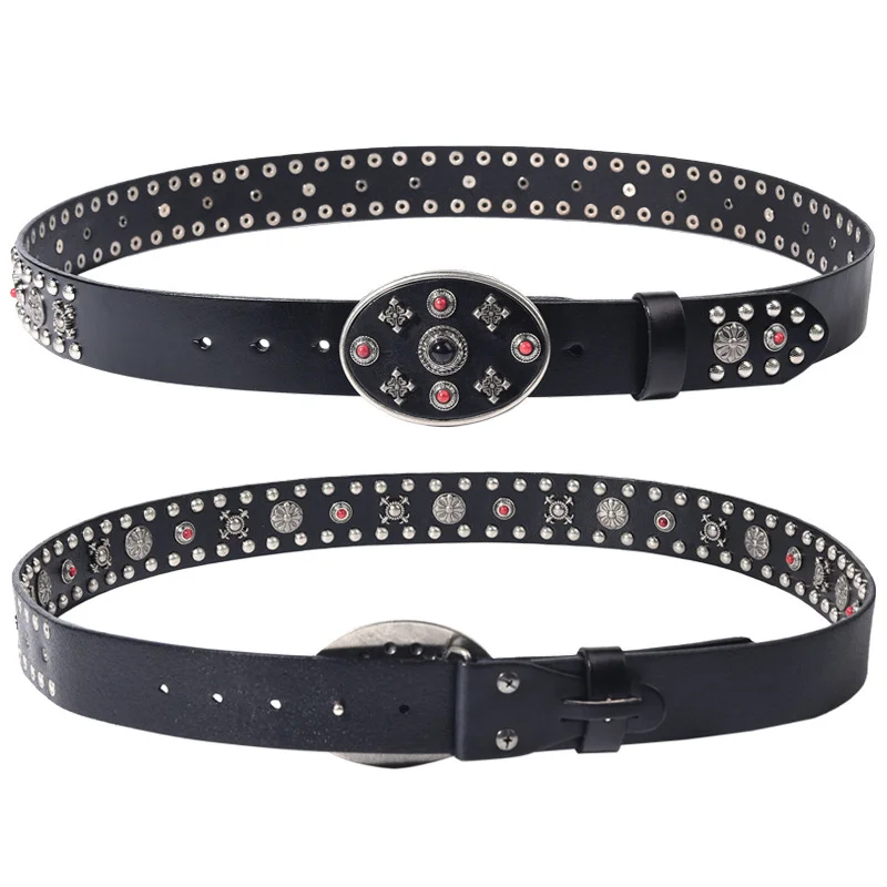 Exclusive designer belt  Belt Collection: Handmade Cow Leather Belt with Ethnic Red Coral Stone Detail and Studs