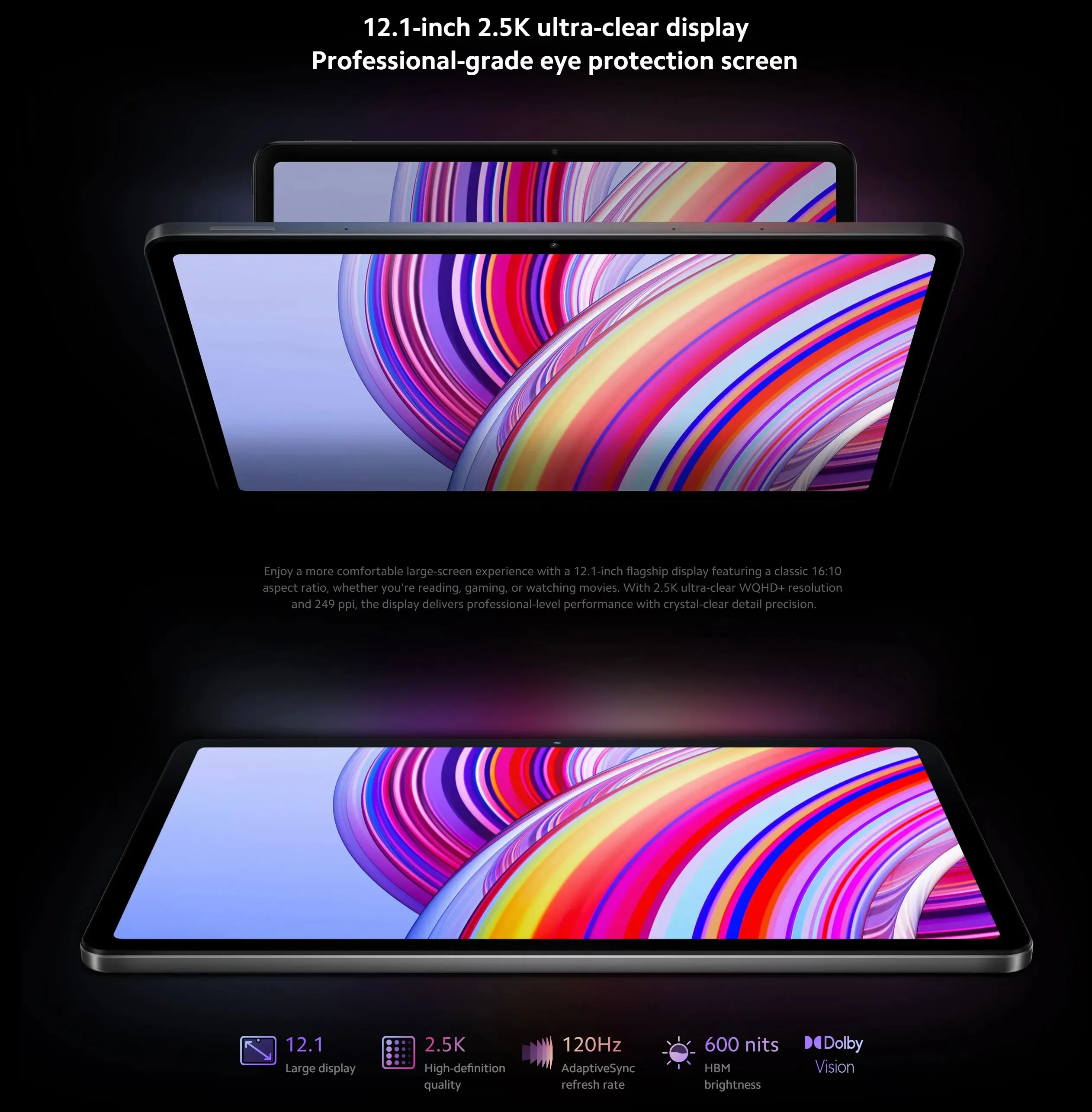 الإصدار البريطاني Xiaomi Redmi Pad Pro 12.1 "120 هرتز 2.5 كيلو عرض 10000 مللي أمبير بطارية سنابدراجون 7s Gen 2 CPU 33 واط شحن سريع كاميرا 8 ميجابكسل