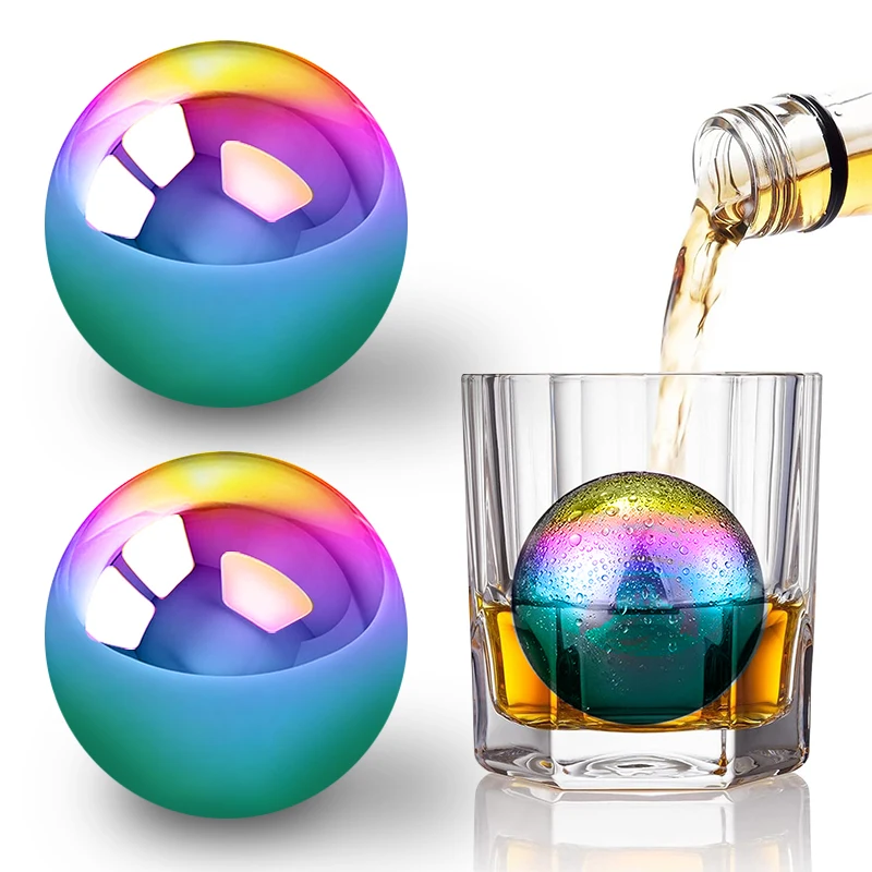 Reusable Whiskey Stainless Steel Ice Cubes Set Cooling Metal Ice Balls Wine Beer Chilling Stones Cooler Party Bar Accessories