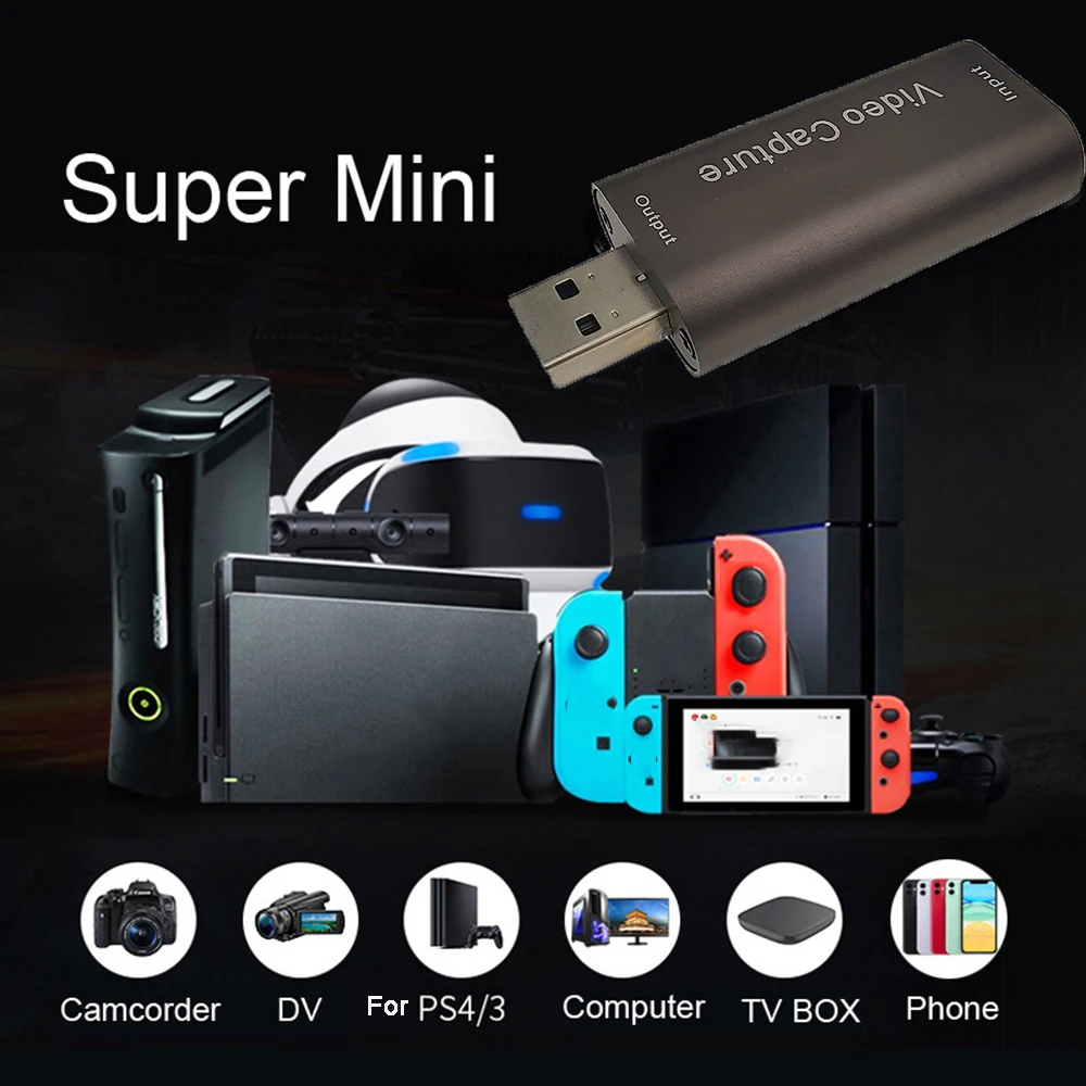 Mini 4K HD Audio Video Capture Card HDMI-compatible to USB 3.0 1080P Acquisition Card Converter for HD Video PSP Live Gaming