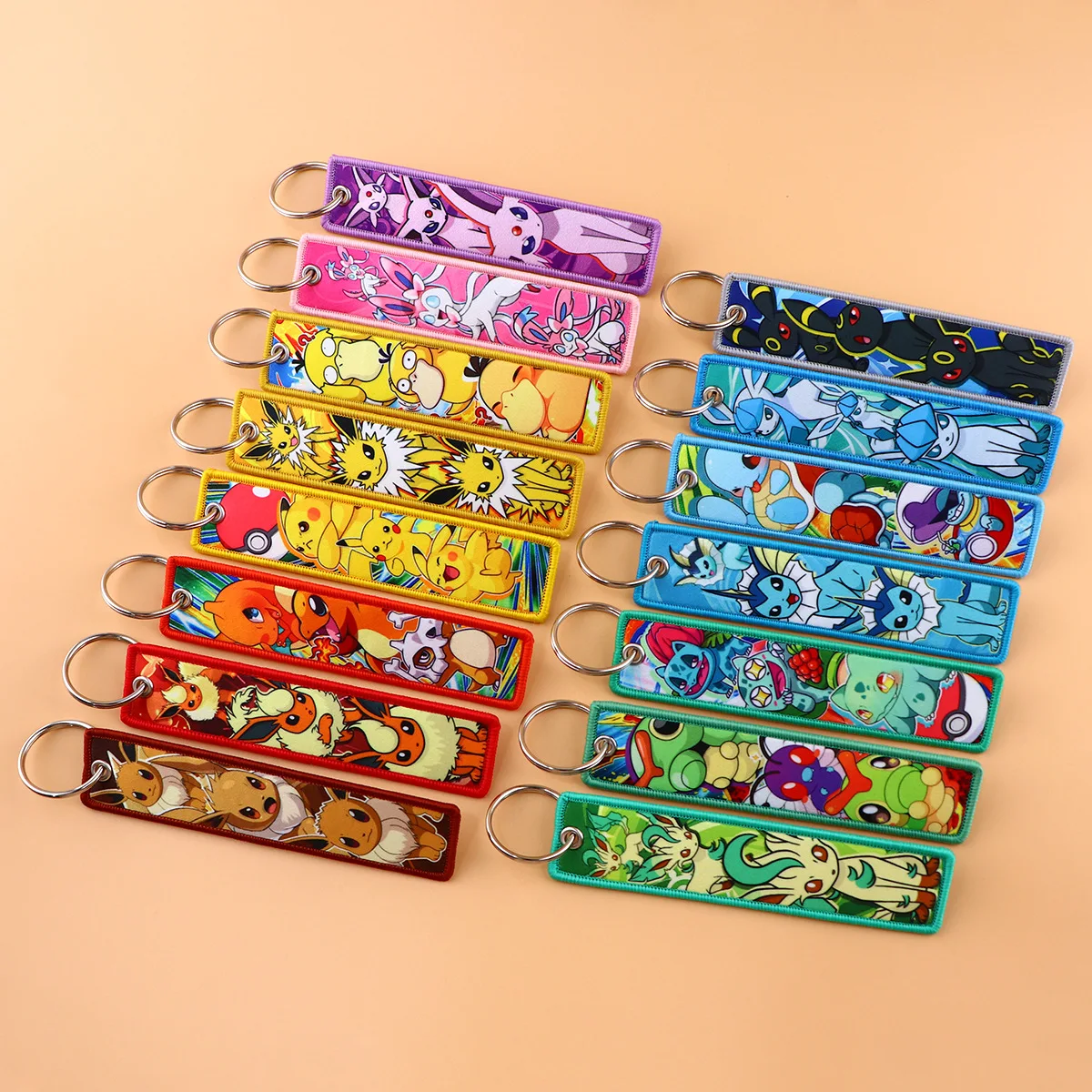 Pokemon Woven Mark Keychain Lanyard Student Campus Piece Lanyard Woven Fabric Art Anime Keychain Accessorie Hot selling in stock