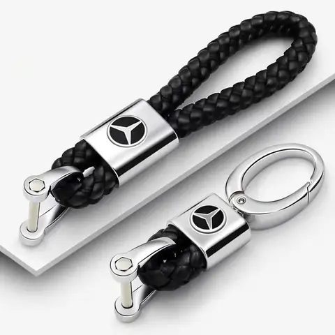 LLavero de cuerda de cuero para coche, llavero con hebilla de herradura trenzada a mano para Mercedes Benz B/C/E/S Clase A C200L GLC GLK CLA GLA
