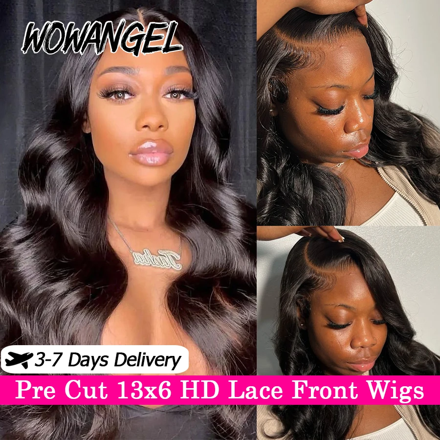 Wow Angel 13x6 HD Lace Front Perücken 250% Remy Haar Body Wave Echthaar Perücken HD Lace Perücken Vorgezupfte Wear-to-Go Perücken für Frauen – Detail 4