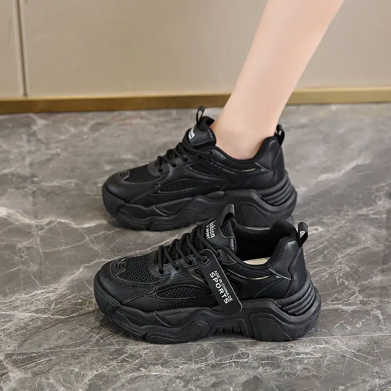 

2025 New Women's Platform Sole Sneakers Chunky Dad Shoes Summer Mesh Breathable White Casual Shoes
