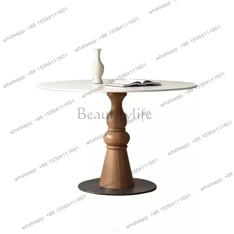 Round Mid Century Dining Table Restaurant Outdoor Wood Modern Dining Table Designer Reception Mesas De Comedor Kitchen Furniture