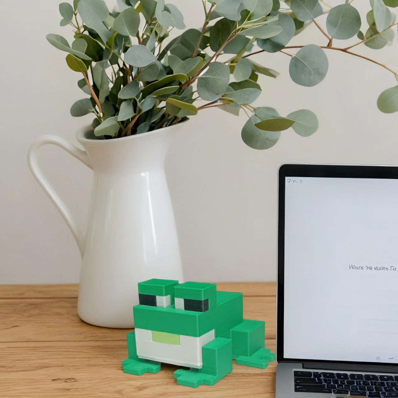 Pixel Block Frog Mini Figurine, Cute Green Frog Statue, Small Blocky Animal Tabletop Ornament for Desk Laptop Shelf Decor