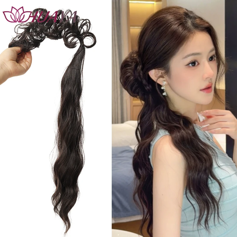Synthetic Self-Wrap Flower Bun, Fluffy Full Wrap-Around Ponytail, Easy to Wear, Ideal for Daily, Party & Dating Hairstyles