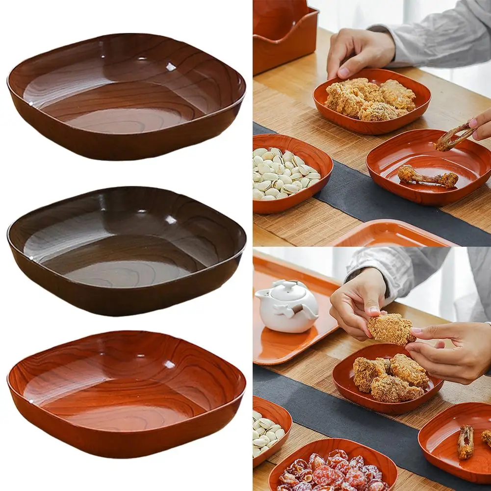 Imitation Wood Grain Bone Dish Japanese Household Creative Table Tray Bone Plastic Melon Dish Dry Seed Fruit Dish M8V8