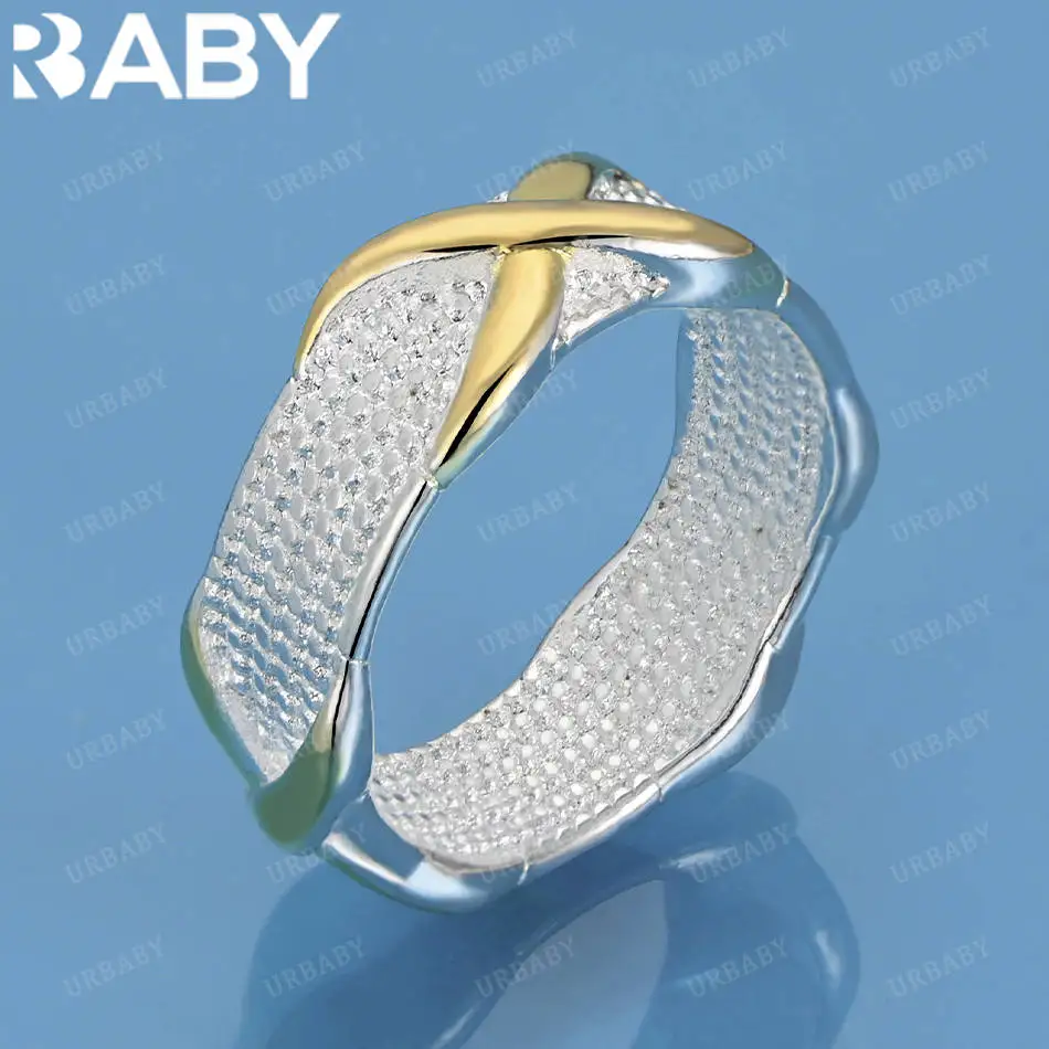 

URBABY 925 Sterling Silver Size 5-10 Weaving Cross Ring For Women Men Grace Jewelry Trend Fashionable Birthday Party Gifts