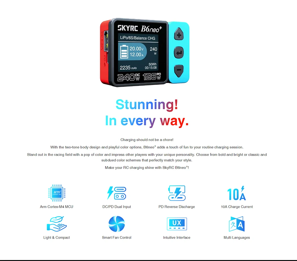 SKYRC B6neo / B6neo+ LiPo Battery Smart Balance Charger DC 200W PD 80W Input for RC Model Car Ship Boat Airplane