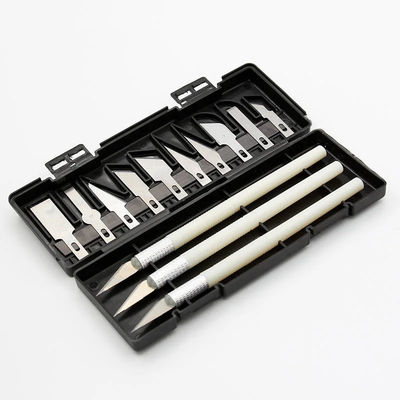 13Pcs/set Art Carving Cutter With Box Paper Cutter Metal Blade Wood Carving Knife Blade Replacement Operation Scalpel Craft