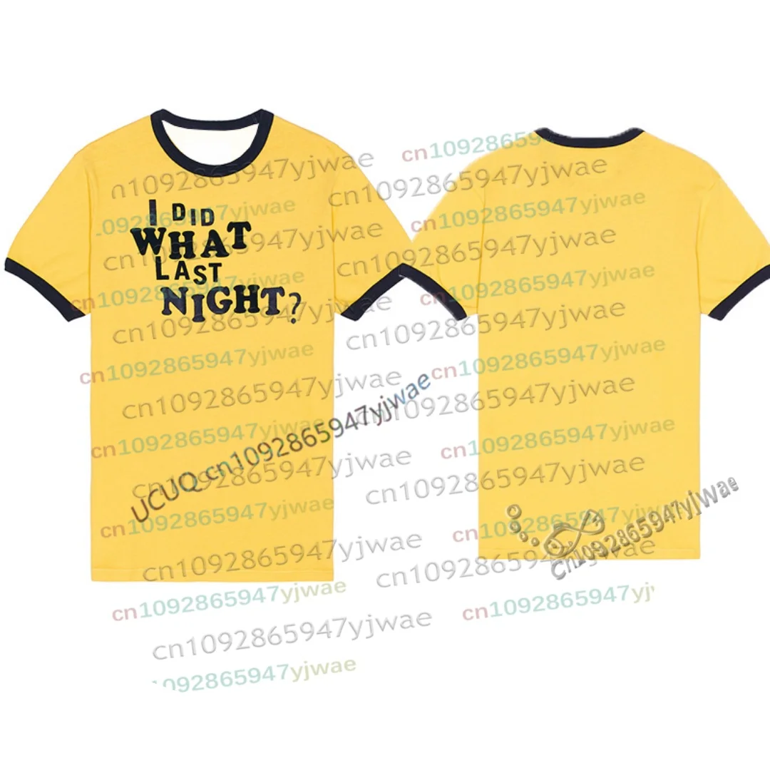 Gelbes "I Did What Last Night" Unisex-T-Shirt im Idol-Stil, Herbst-Outdoor-Freizeitkleidung, atmungsaktiv, für Yeonjun-Fans, Eltern-Kind-T-Shirt – Detail 4