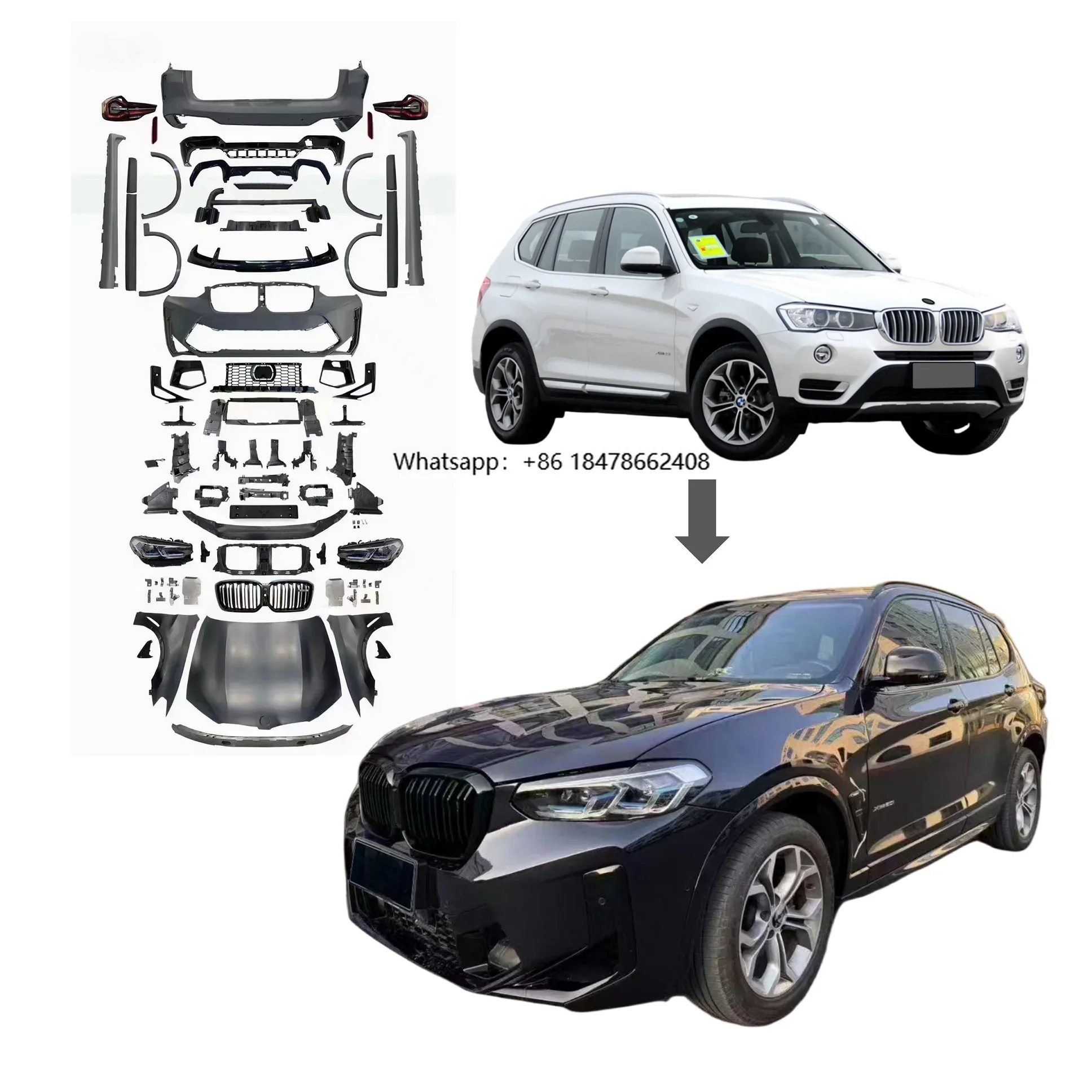 Bodykit for  X3 F25 2013-2018 Upgrade to G01 F97 X3M 2025 Body Kits PP Bumper LED Headlights Plug and Play Exterior Parts