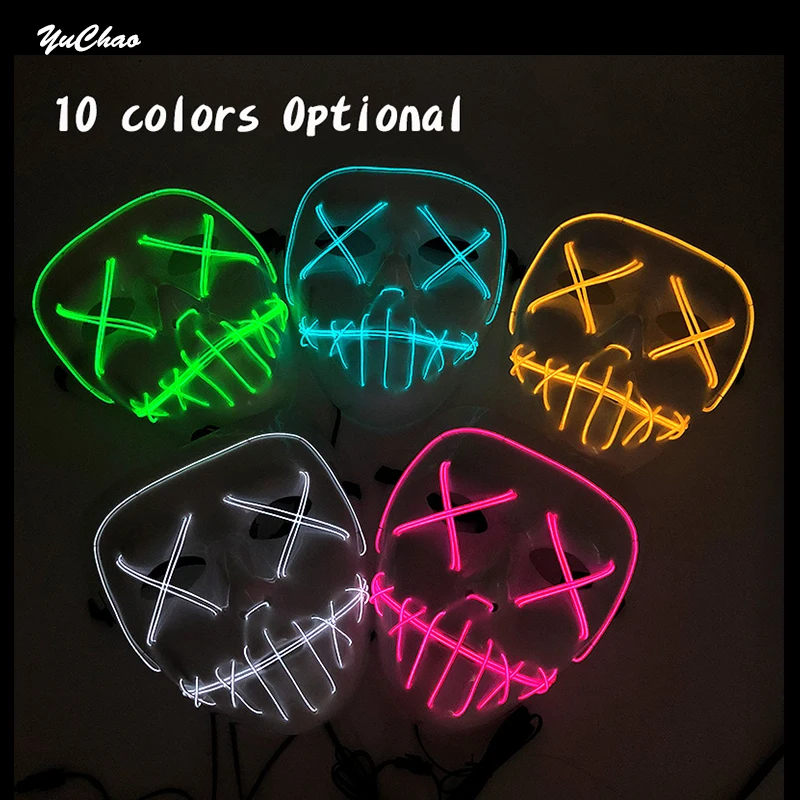 

LED Killer Mask Terror Halloween Masquerade Costume Accessories Creepy Mask Ghosts Dance Mask Horror Glowing Masks For Men