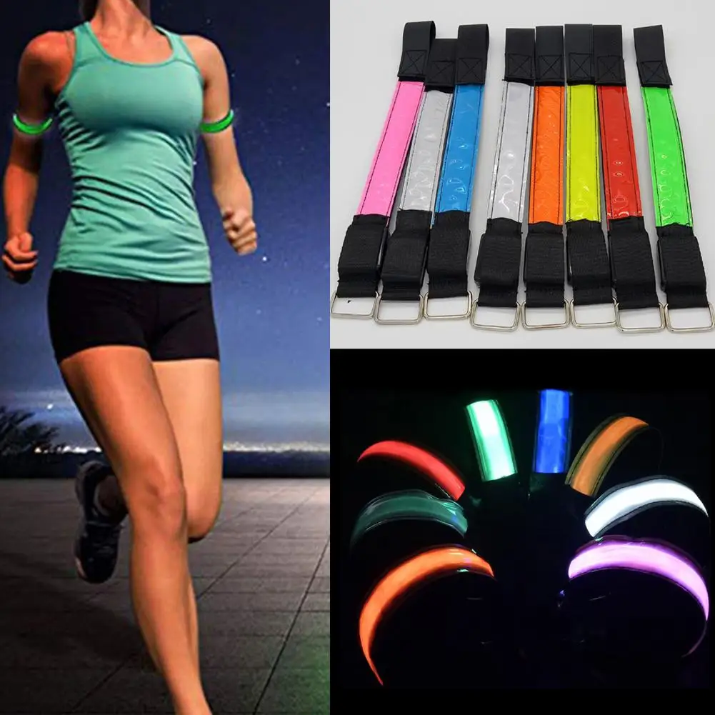 Luminous Armband Arm Warmers Run LED Flashing Night Safety Light Up Armband Fitness Arm Sleeve Reflective Sports Wristbands