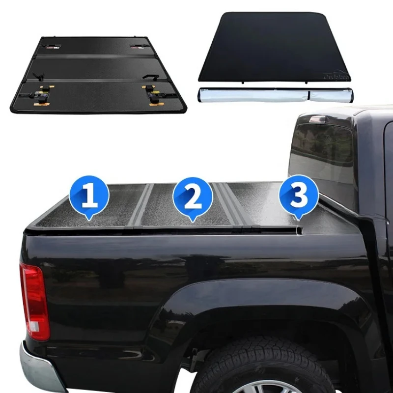 

Aluminum Hard Tri-Fold Truck Bed Tonneau Cover Fit For Maverick Ranger Tacoma BT-50 Amarok